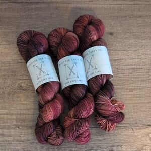 Hand-Dyed Yarn in Rich Burgundy Tones